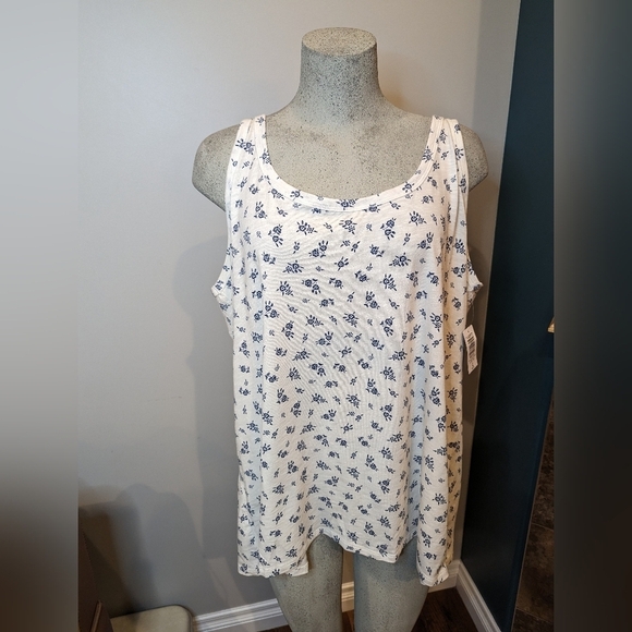Torrid Super Soft Slub Scoop Tank cream ditsy floral size 3x - Picture 5 of 12